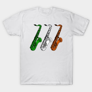 Saxophone Irish Flag Saxophonist Sax Player Ireland T-Shirt